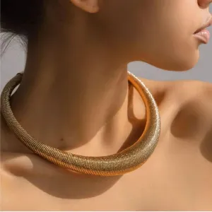 Chunky Choker Exaggerated Necklace Statement Choker Necklace for Women Thick Snake Chain Collar Torque Layered Necklaces Jewelry