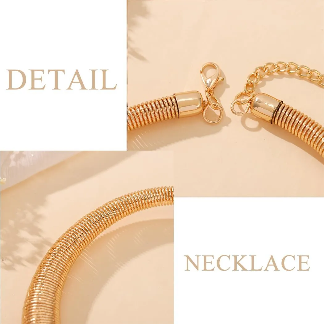 Chunky Choker Exaggerated Necklace Statement Choker Necklace for Women Thick Snake Chain Collar Torque Layered Necklaces Jewelry