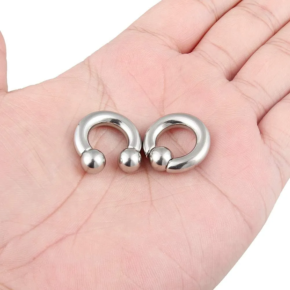 Cisyozi 10G 8G 6G 4G 2G 0G 00G Septum Rings Ear Gauges Earrings Hoops 316L Surgical Steel PA Ring Internally Threaded Horseshoe Spring Action Captive Bead Ring CBR Body Piercing Jewelry for Women Men