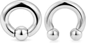 Cisyozi 10G 8G 6G 4G 2G 0G 00G Septum Rings Ear Gauges Earrings Hoops 316L Surgical Steel PA Ring Internally Threaded Horseshoe Spring Action Captive Bead Ring CBR Body Piercing Jewelry for Women Men