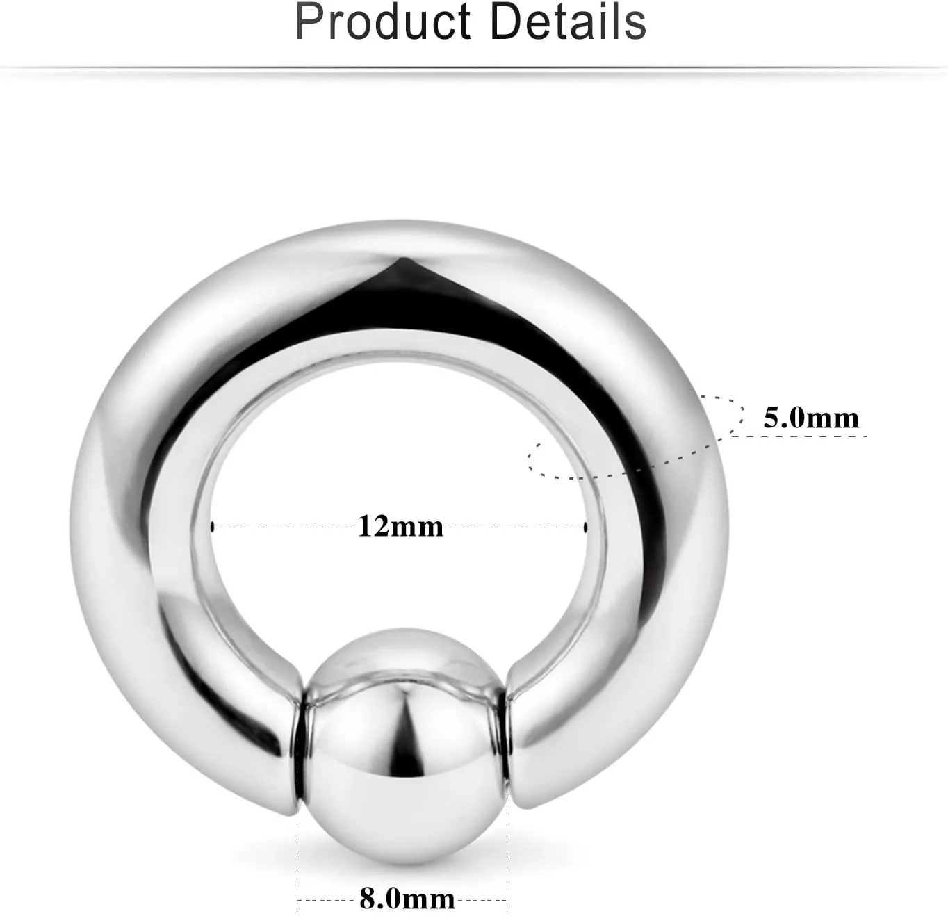 Cisyozi 10G 8G 6G 4G 2G 0G 00G Septum Rings Ear Gauges Earrings Hoops 316L Surgical Steel PA Ring Internally Threaded Horseshoe Spring Action Captive Bead Ring CBR Body Piercing Jewelry for Women Men