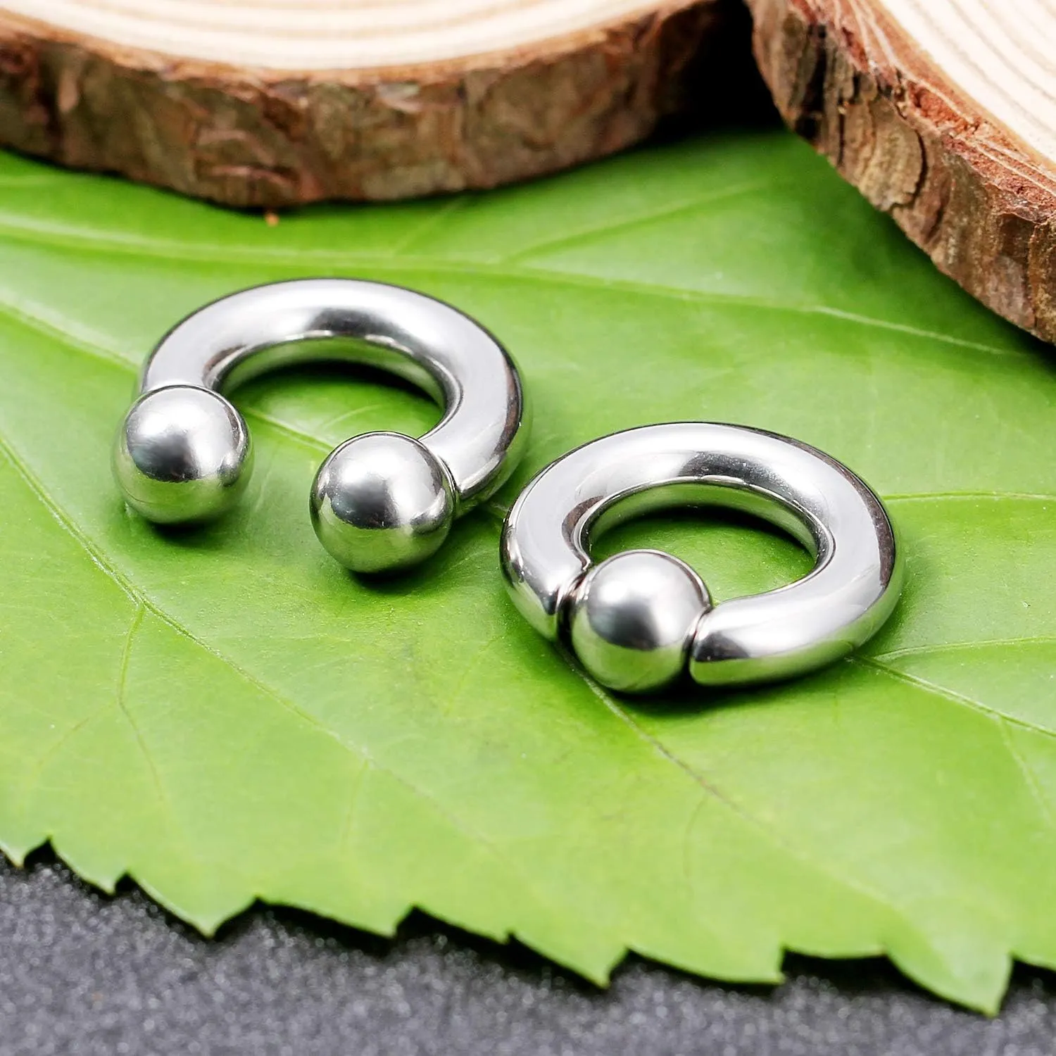 Cisyozi 10G 8G 6G 4G 2G 0G 00G Septum Rings Ear Gauges Earrings Hoops 316L Surgical Steel PA Ring Internally Threaded Horseshoe Spring Action Captive Bead Ring CBR Body Piercing Jewelry for Women Men