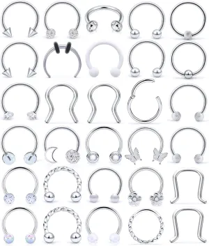 Cisyozi 16G Septum Rings Piercing Jewelry 316L Surgical Steel Hypoallergenic Black Septum Nose Eyebrow Lip Rings Hoop Helix Daith Cartilage Tragus Rook Earrings Piercing Jewelry for Women Men 10mm