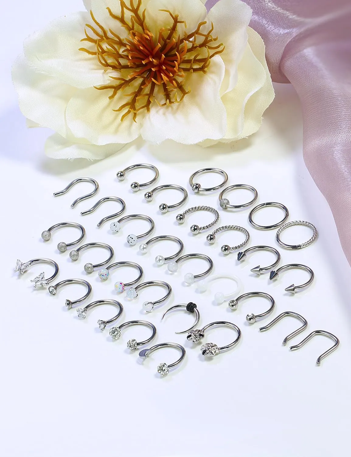 Cisyozi 16G Septum Rings Piercing Jewelry 316L Surgical Steel Hypoallergenic Black Septum Nose Eyebrow Lip Rings Hoop Helix Daith Cartilage Tragus Rook Earrings Piercing Jewelry for Women Men 10mm