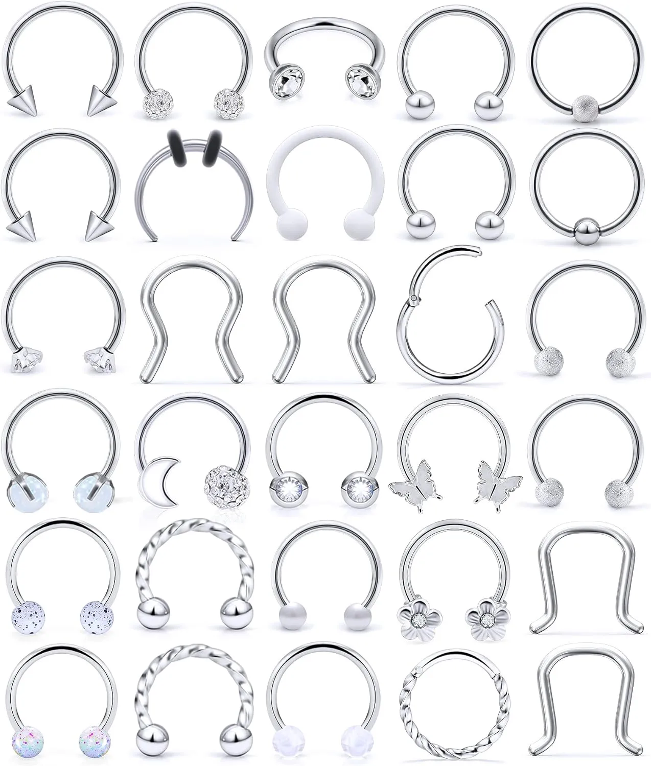 Cisyozi 16G Septum Rings Piercing Jewelry 316L Surgical Steel Hypoallergenic Black Septum Nose Eyebrow Lip Rings Hoop Helix Daith Cartilage Tragus Rook Earrings Piercing Jewelry for Women Men 10mm