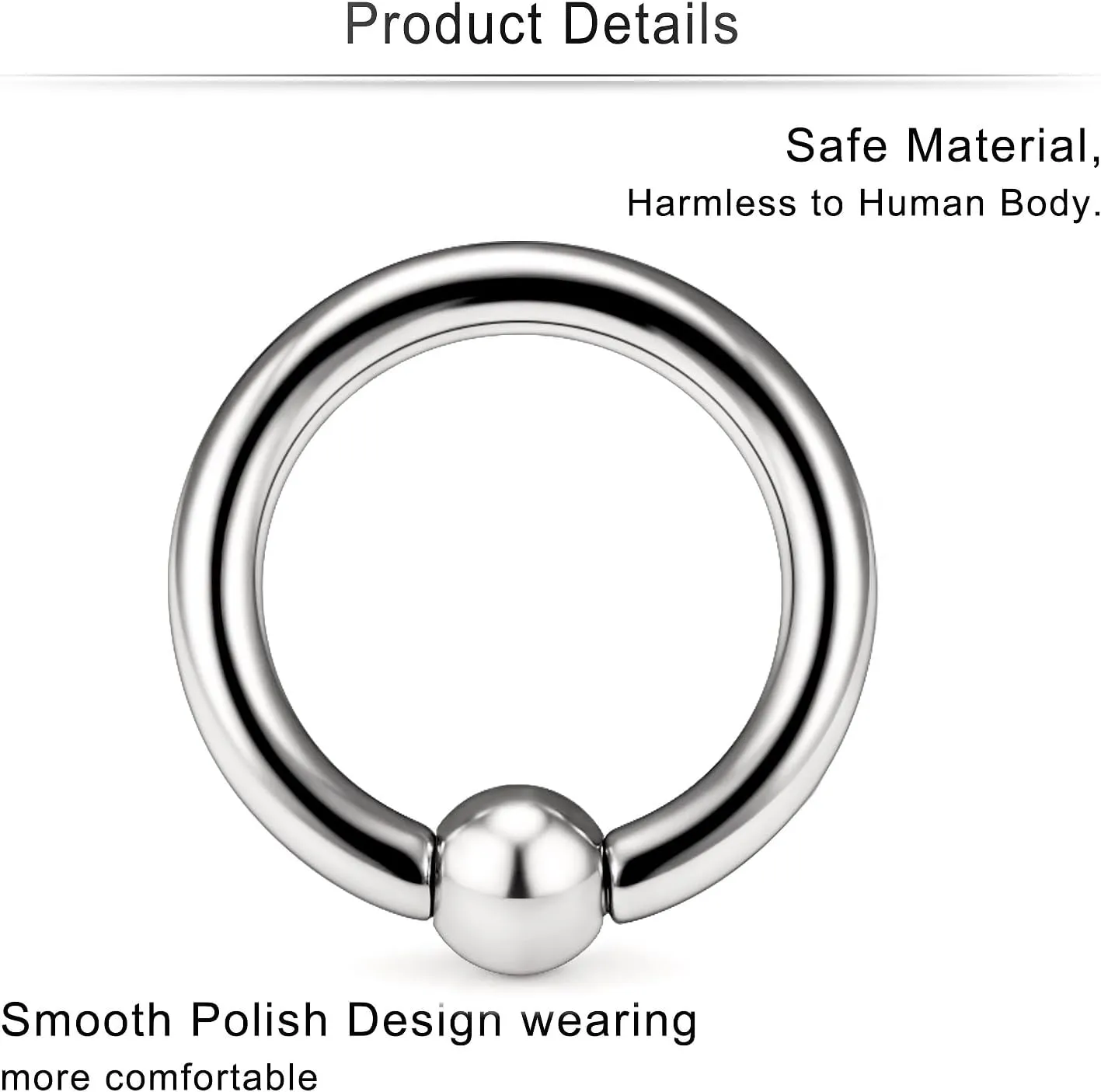 Cisyozi 6G 8G Titaniumm Septum Rings Captive Bead Gauges Tunnels Earrings Stretching kit Hypoallergenic Medical Implant Septum Nose Lip PA Ring Hoop Earring Piercing Jewelry Women Men 12mm 14mm 16mm
