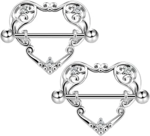 COCHARM 14G Heart Nipple Rings for Women Surgical Steel CZ Nipple Piercings Nipple Barbells Nipple Bars Gold Silver Rose Gold