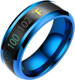 Colorful Rings Ring Couple Physical Temperature Fashion Ring Intelligent Display Rings Daughter Ring Highs and Lows (Blue, 13)