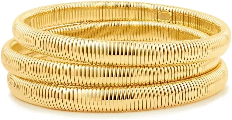 CONRAN KREMIX Gold Chunky Bangle Waterproof Bracelets for Women 14K Real Gold Filled Stainless Steel Bracelet Non Tarnish Trendy Jewelry