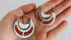 Coral & Silver Earrings. Sterling Silver. Atelier Aadya