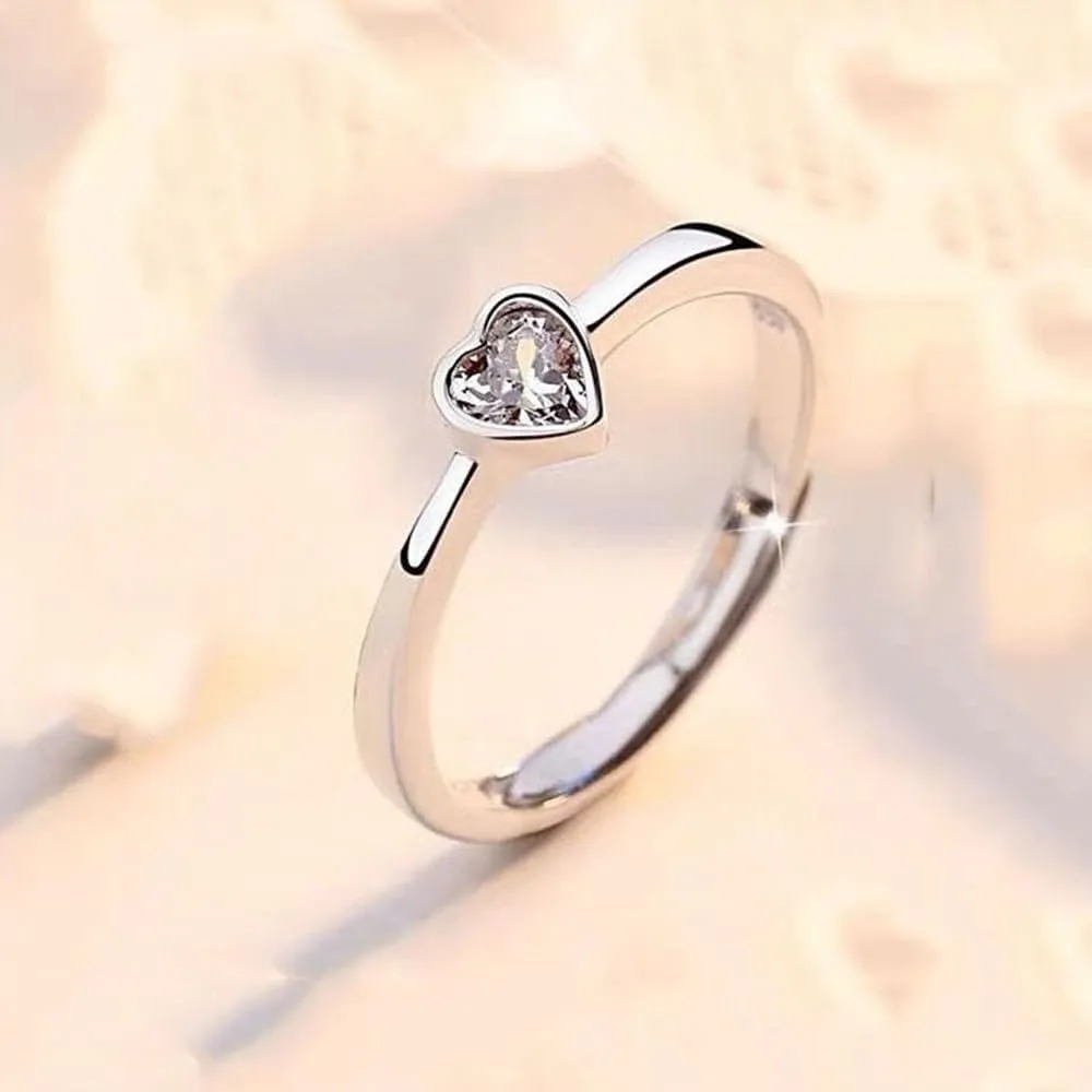 Couple matching ring 925 sterling silver matching heart promise I love you engagement wedding for him and her adjustable Valentine's Day gift