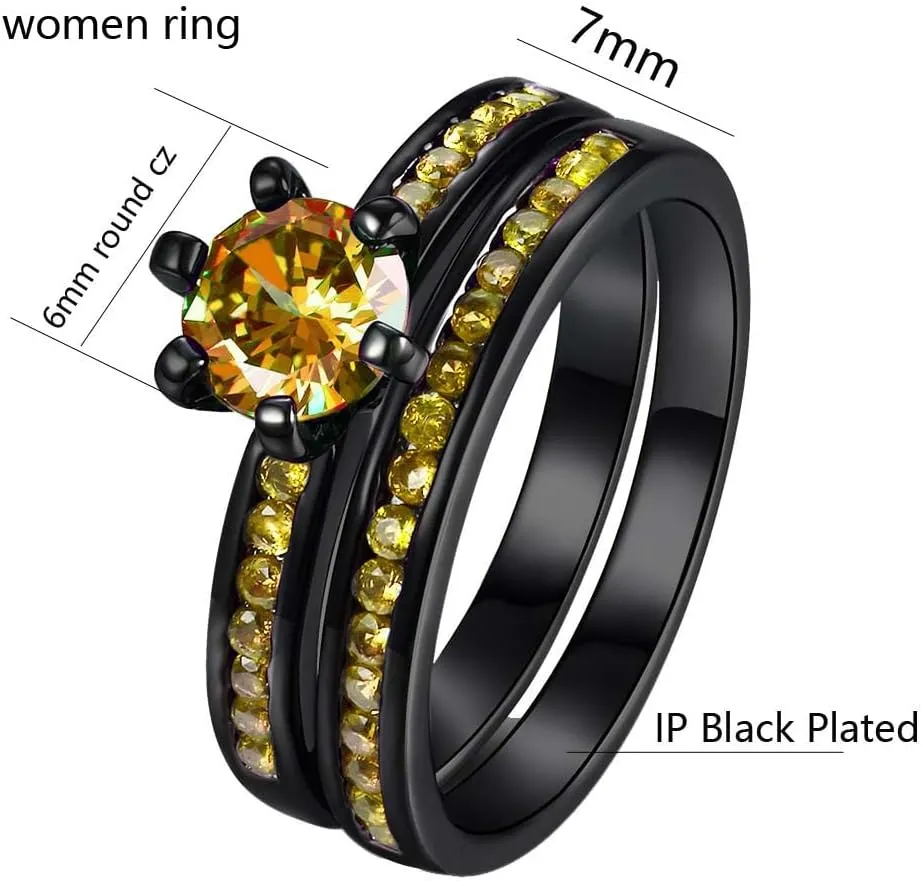 Couple Rings Black Matching Ring Cz Womens Wedding Ring Sets for Him and HerPlease Buy 2 Rings for 1 Pair