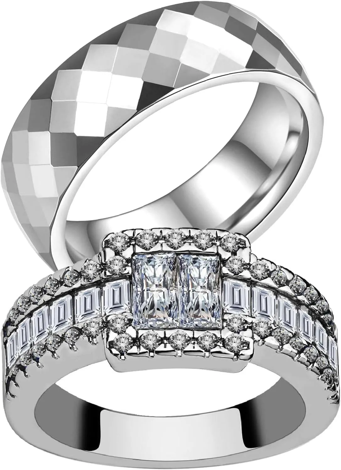 Couple Rings Matching Rings His Her Ring AAA CZ White Gold Plated Women's Wedding Ring Mens Ring