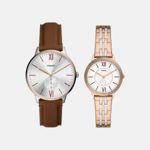 Couple White Analog Stainless Steel Watch ES5176SET