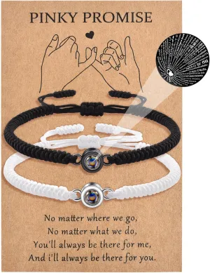 Couples Bracelets Matching Bracelets For Couple Anniversary Him and Her Long Distance Relationship Gifts for Girlfriend Boyfriend Husband Wife Birthday Soulmate 100 Languages Black White