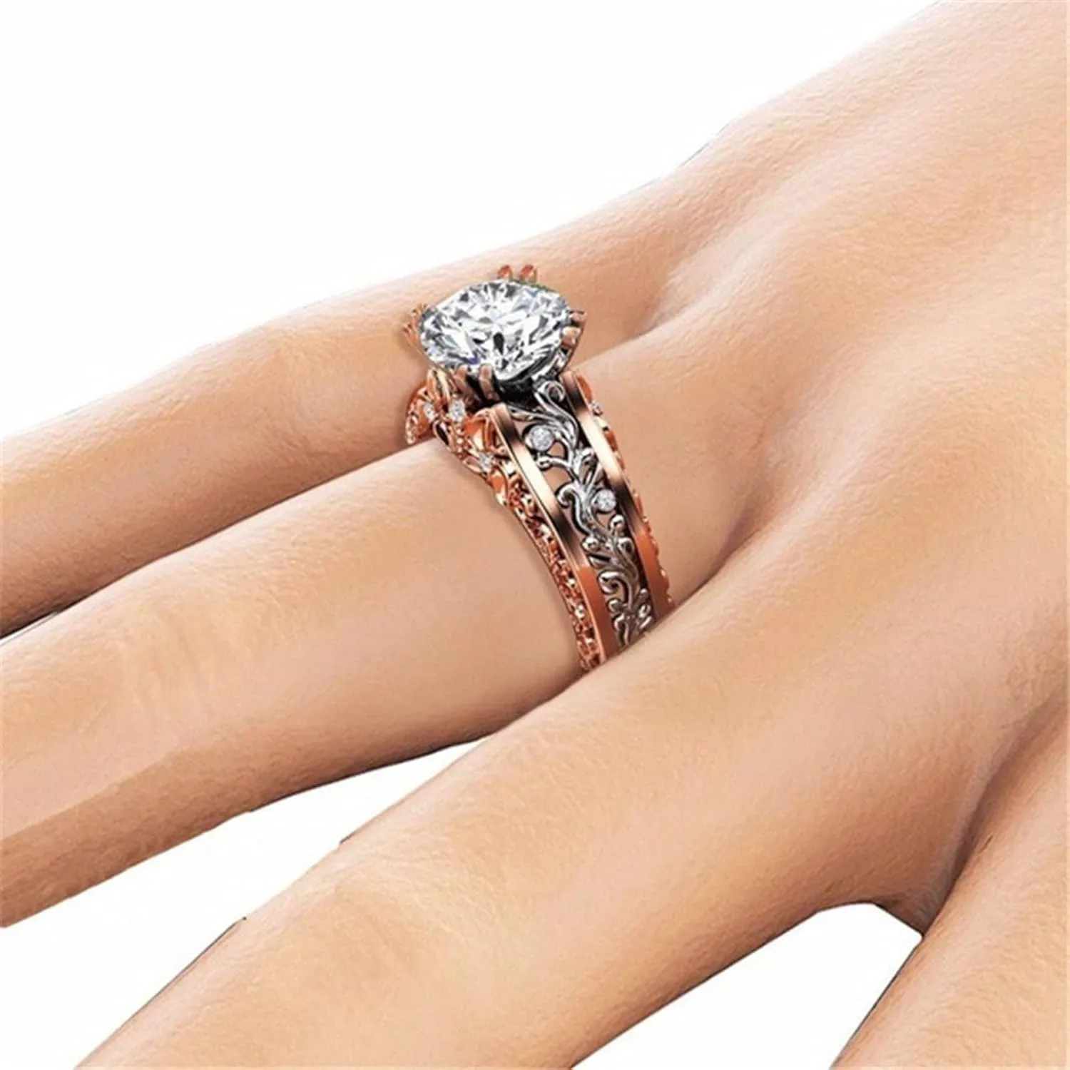 Couples Ring Set Copper Ring for Men & WomenRomantic artificial Diamond Inlaid Promise Ring Size 5-12 Wedding Band Black and Blue Red Wedding Rings Wedding Promise Engagement Anniversary Ring