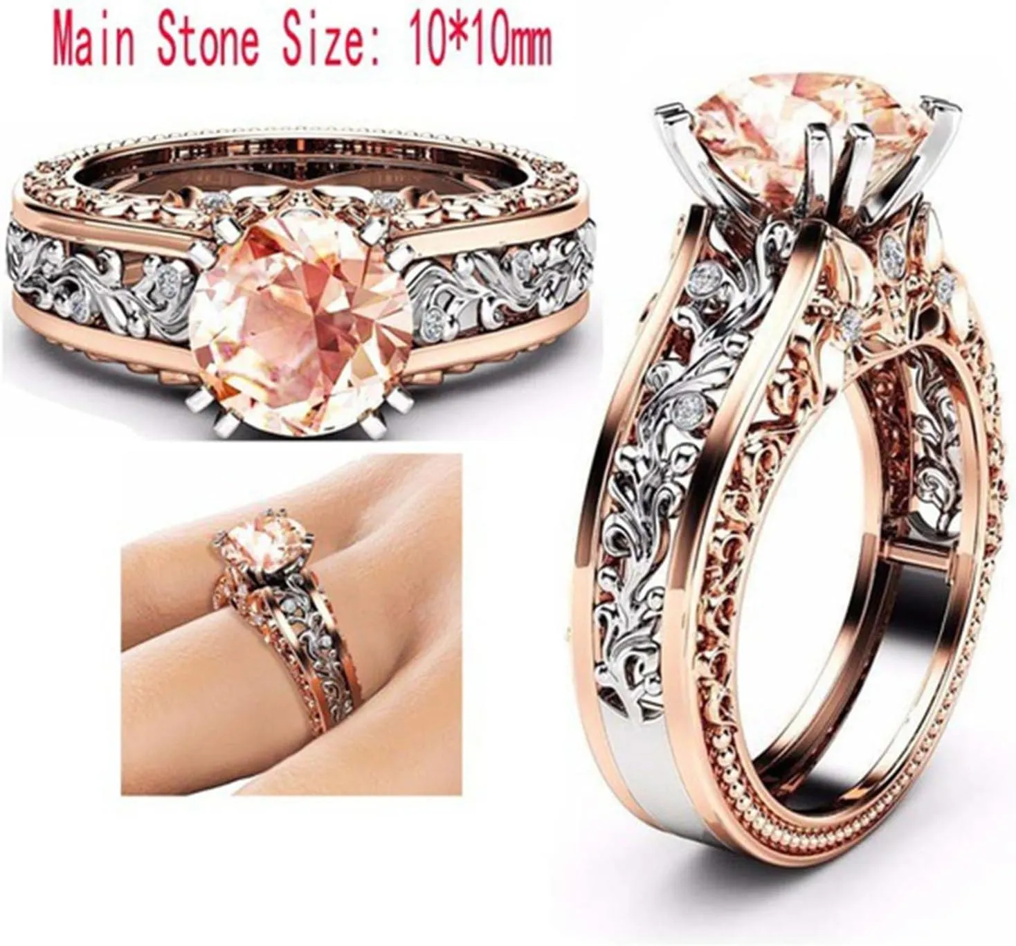 Couples Ring Set Copper Ring for Men & WomenRomantic artificial Diamond Inlaid Promise Ring Size 5-12 Wedding Band Black and Blue Red Wedding Rings Wedding Promise Engagement Anniversary Ring