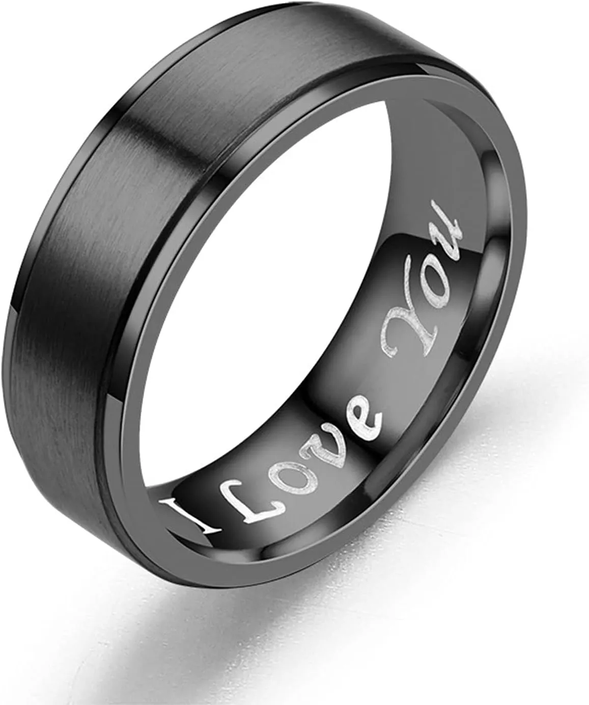 Couples Rings Black Ring I Love You Matte Finshed, Stainless Steel Couple Rings