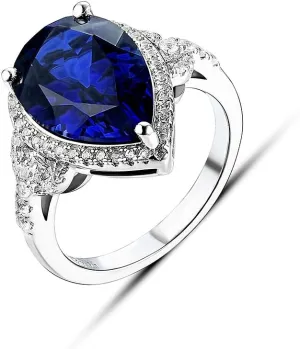 Created Gemstone Rings Rings for Women Teens Girls 18K Gold Plated 925 Sterling Silver Rings Statement Dainty Ruby Blue Emerald Yellow Citrine Rings Birthstone Ring Stone Ring Gifts for Her