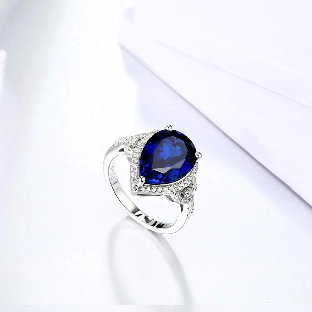 Created Gemstone Rings Rings for Women Teens Girls 18K Gold Plated 925 Sterling Silver Rings Statement Dainty Ruby Blue Emerald Yellow Citrine Rings Birthstone Ring Stone Ring Gifts for Her
