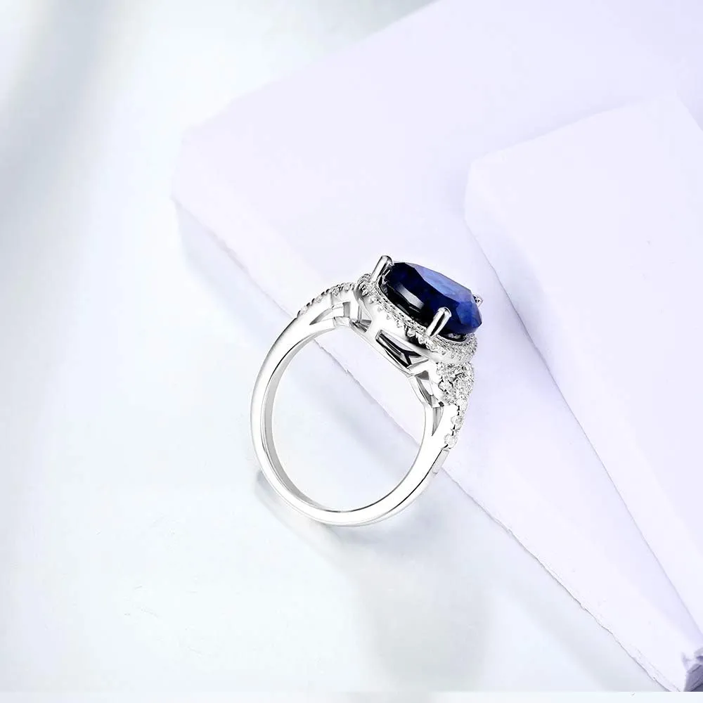 Created Gemstone Rings Rings for Women Teens Girls 18K Gold Plated 925 Sterling Silver Rings Statement Dainty Ruby Blue Emerald Yellow Citrine Rings Birthstone Ring Stone Ring Gifts for Her