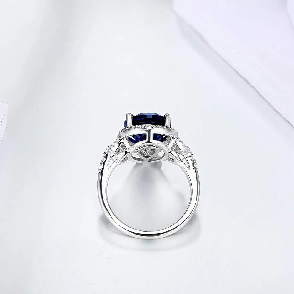 Created Gemstone Rings Rings for Women Teens Girls 18K Gold Plated 925 Sterling Silver Rings Statement Dainty Ruby Blue Emerald Yellow Citrine Rings Birthstone Ring Stone Ring Gifts for Her