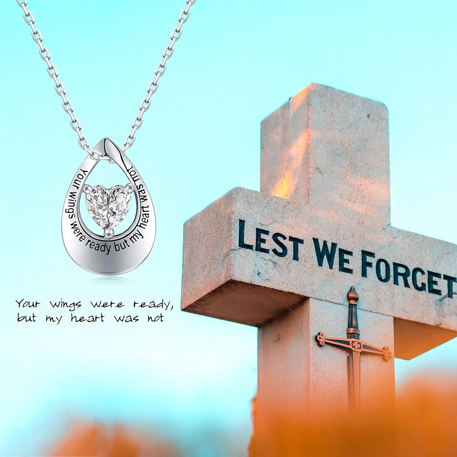 Cremation Jewelry Urn Necklace for Ashes - Sterling Silver Teardrop Heart Cubic Zirconia Infinity Pendant Keepsake Necklaces, Memorial Cremation Jewelry Gift for Woman