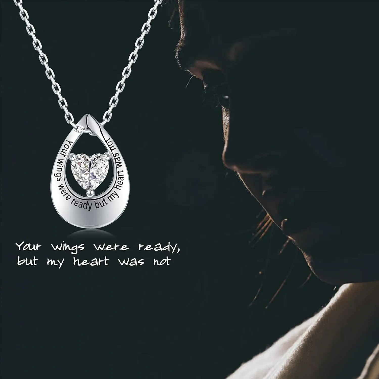 Cremation Jewelry Urn Necklace for Ashes - Sterling Silver Teardrop Heart Cubic Zirconia Infinity Pendant Keepsake Necklaces, Memorial Cremation Jewelry Gift for Woman