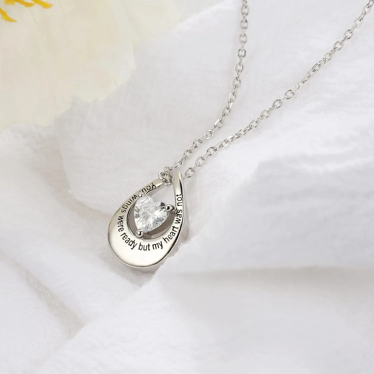Cremation Jewelry Urn Necklace for Ashes - Sterling Silver Teardrop Heart Cubic Zirconia Infinity Pendant Keepsake Necklaces, Memorial Cremation Jewelry Gift for Woman