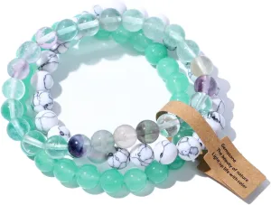 Crystal Beaded Bracelets for Women Healing 3 PCS Set 8mm Natural Stone Stretch Bracelet Friendship Trendy Jewelry Gifts