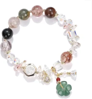 Crystals Gold Plated Beaded Friendship Bracelets Agate Jewelry Bracelet for Women Charm Bracelet