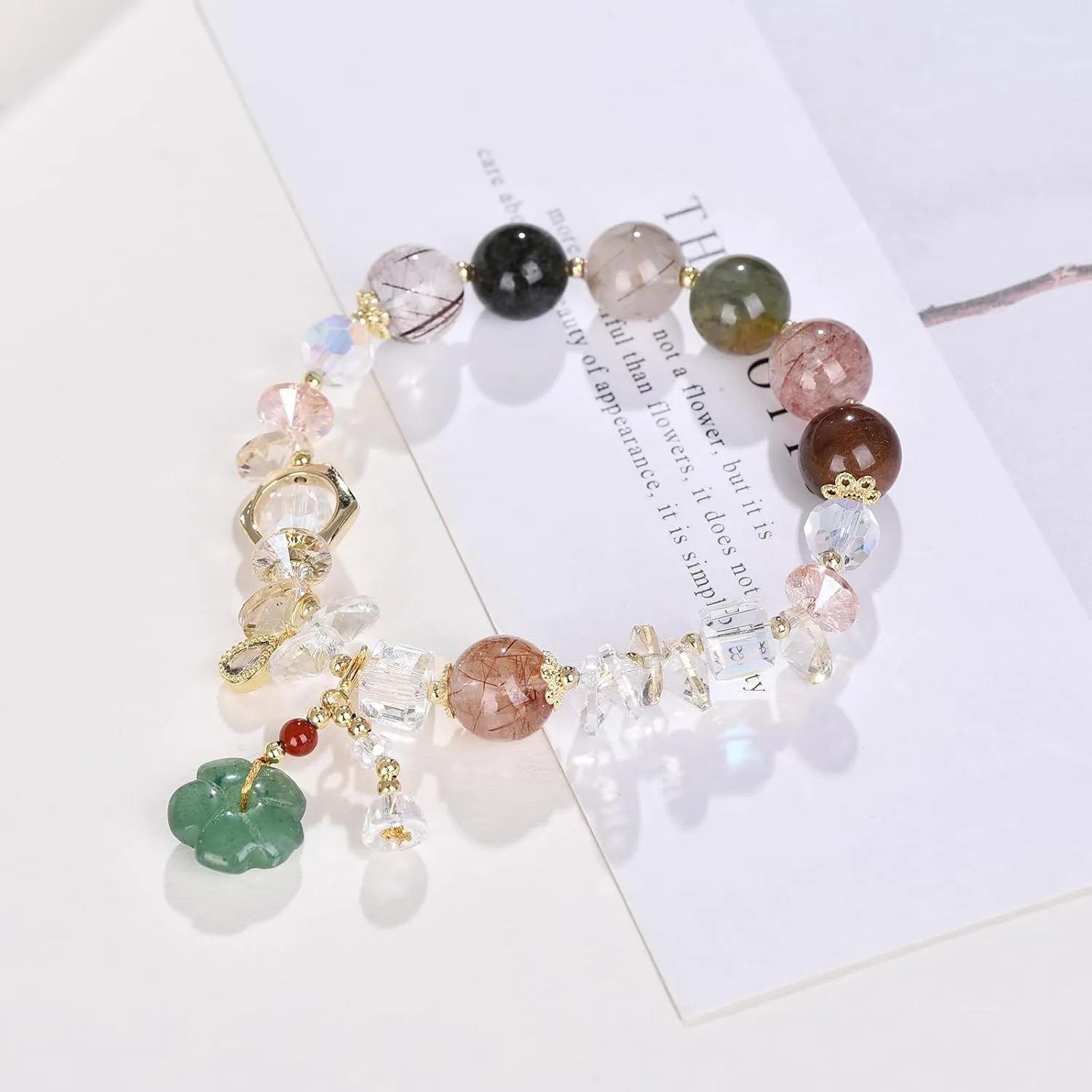 Crystals Gold Plated Beaded Friendship Bracelets Agate Jewelry Bracelet for Women Charm Bracelet