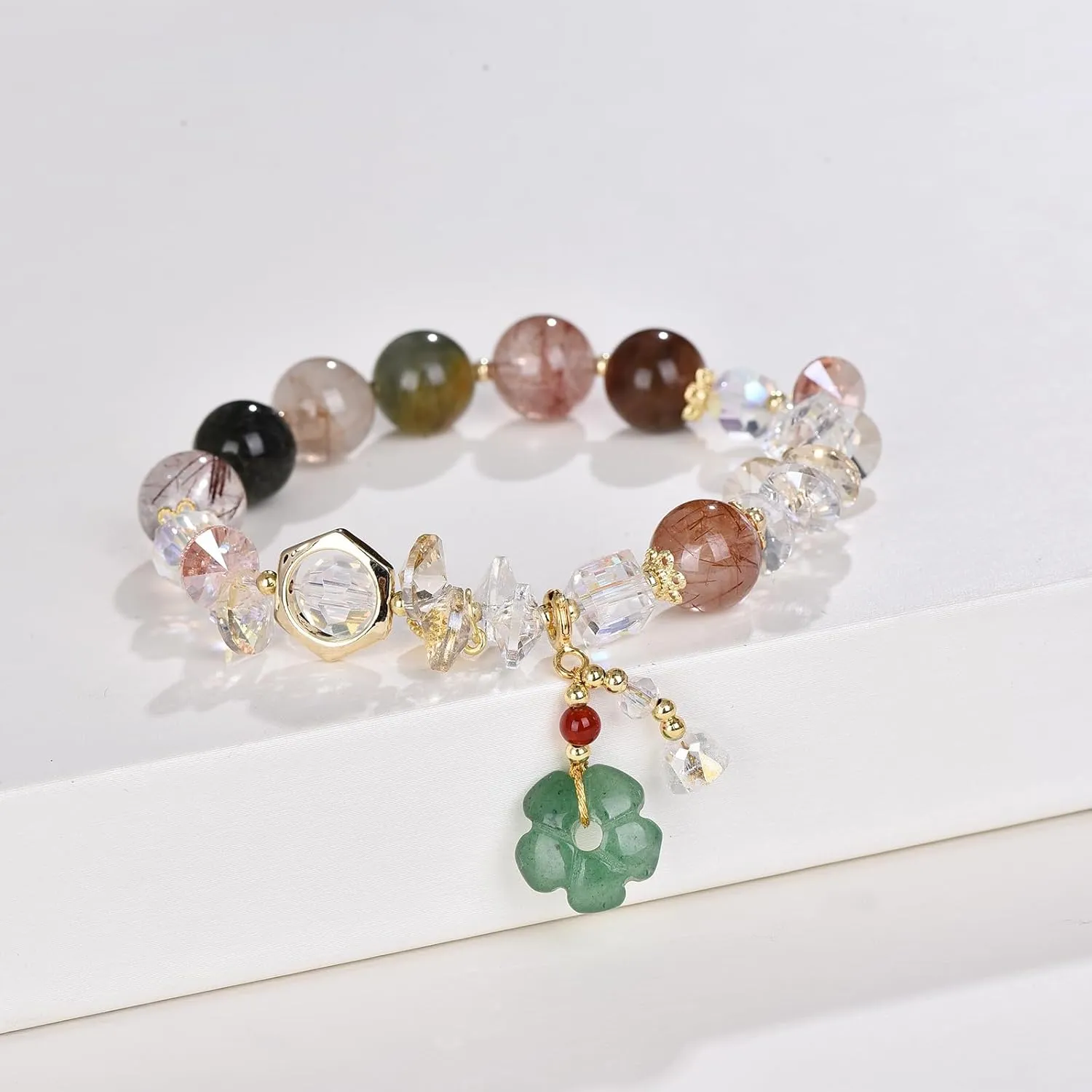 Crystals Gold Plated Beaded Friendship Bracelets Agate Jewelry Bracelet for Women Charm Bracelet