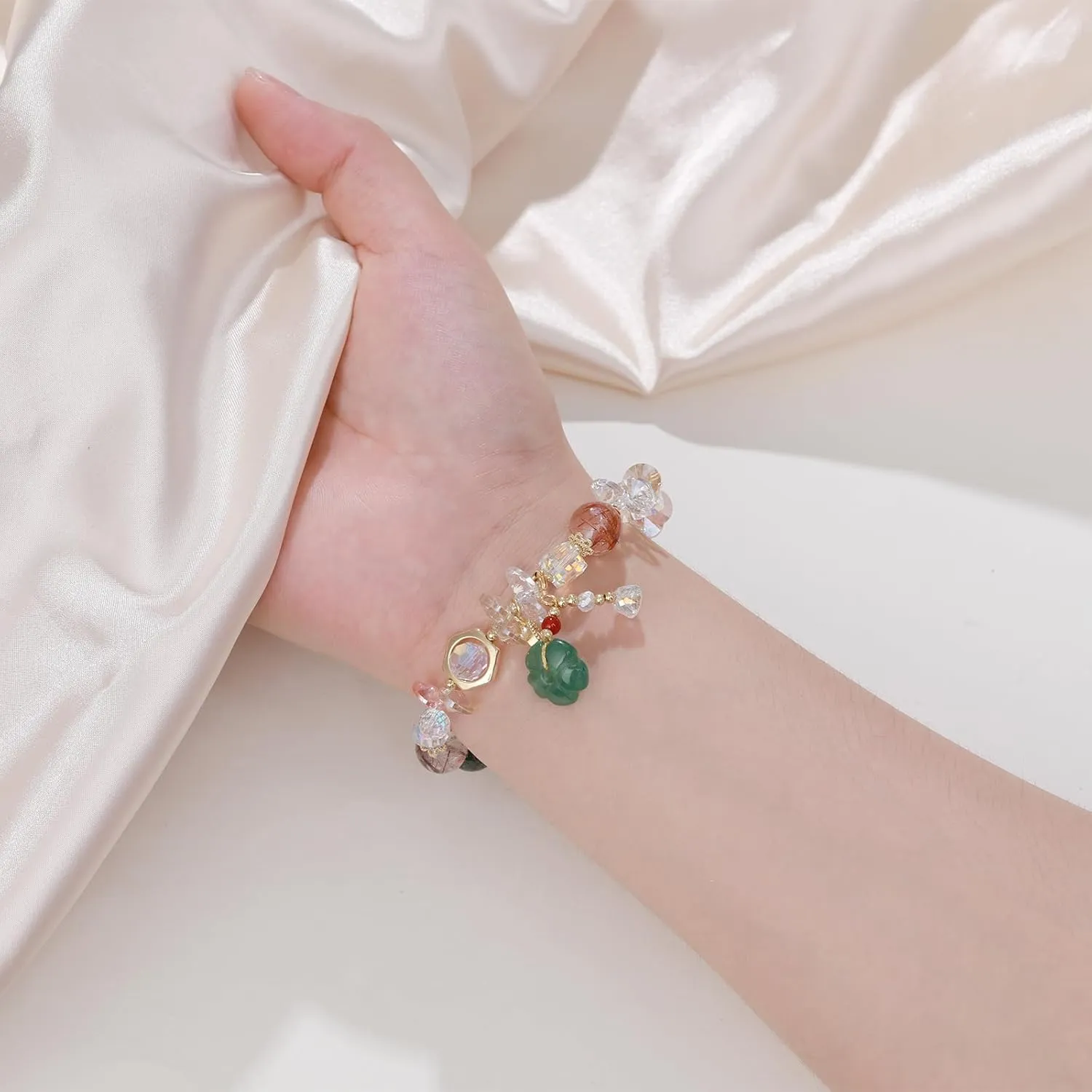 Crystals Gold Plated Beaded Friendship Bracelets Agate Jewelry Bracelet for Women Charm Bracelet