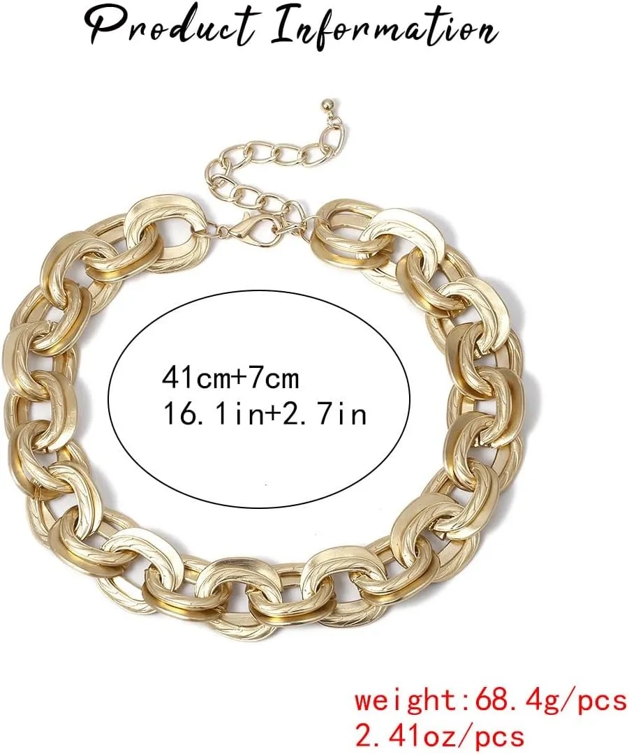 CSIYANJRY99 Chunky Gold Necklaces for Women,Multilayer Punk 80s Hip Hop Necklace,Layered Cuban Link Chain Statement Necklace 90s Freaknik Outfit Accessories for Women