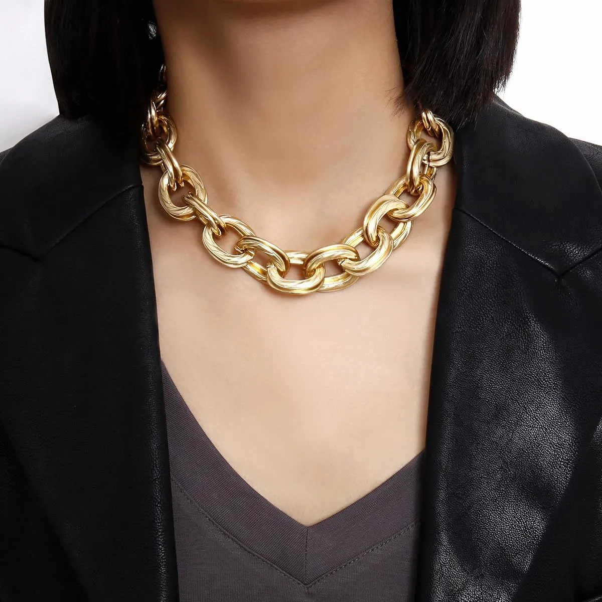 CSIYANJRY99 Chunky Gold Necklaces for Women,Multilayer Punk 80s Hip Hop Necklace,Layered Cuban Link Chain Statement Necklace 90s Freaknik Outfit Accessories for Women