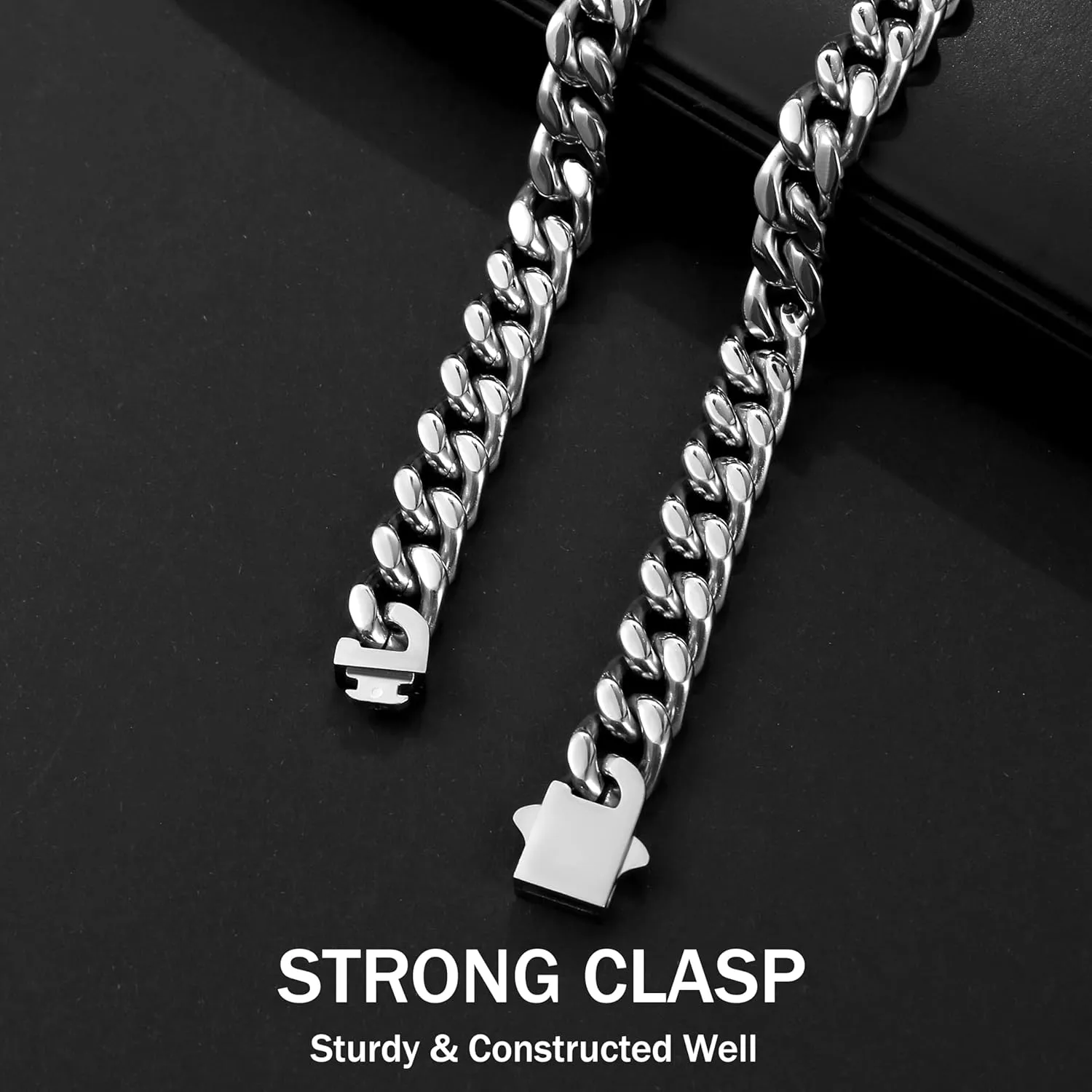 Cuban Link Bracelet for Men Waterproof 316L Stainless Steel Bracelet Width 5mm/7mm/9mm/12mm, 7.5"/8.3"/9" Length, Miami Cuban Bracelet for Men Hip Hop Jewelry Men Gift