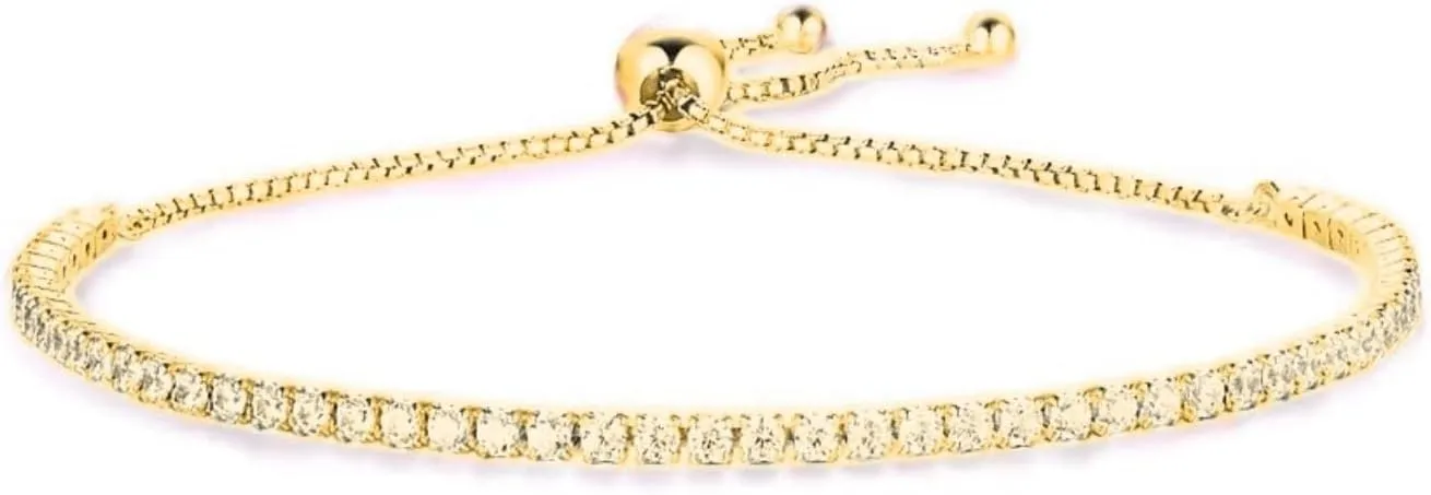 Cubic Zirconia non tarnis Tennis Bracelets for Women Gold Adjustable Silver Tennis Bracelets for Women Trendy Sliding Sterling Crystal Sapphire Bracelet for Men for Christmas Gifts