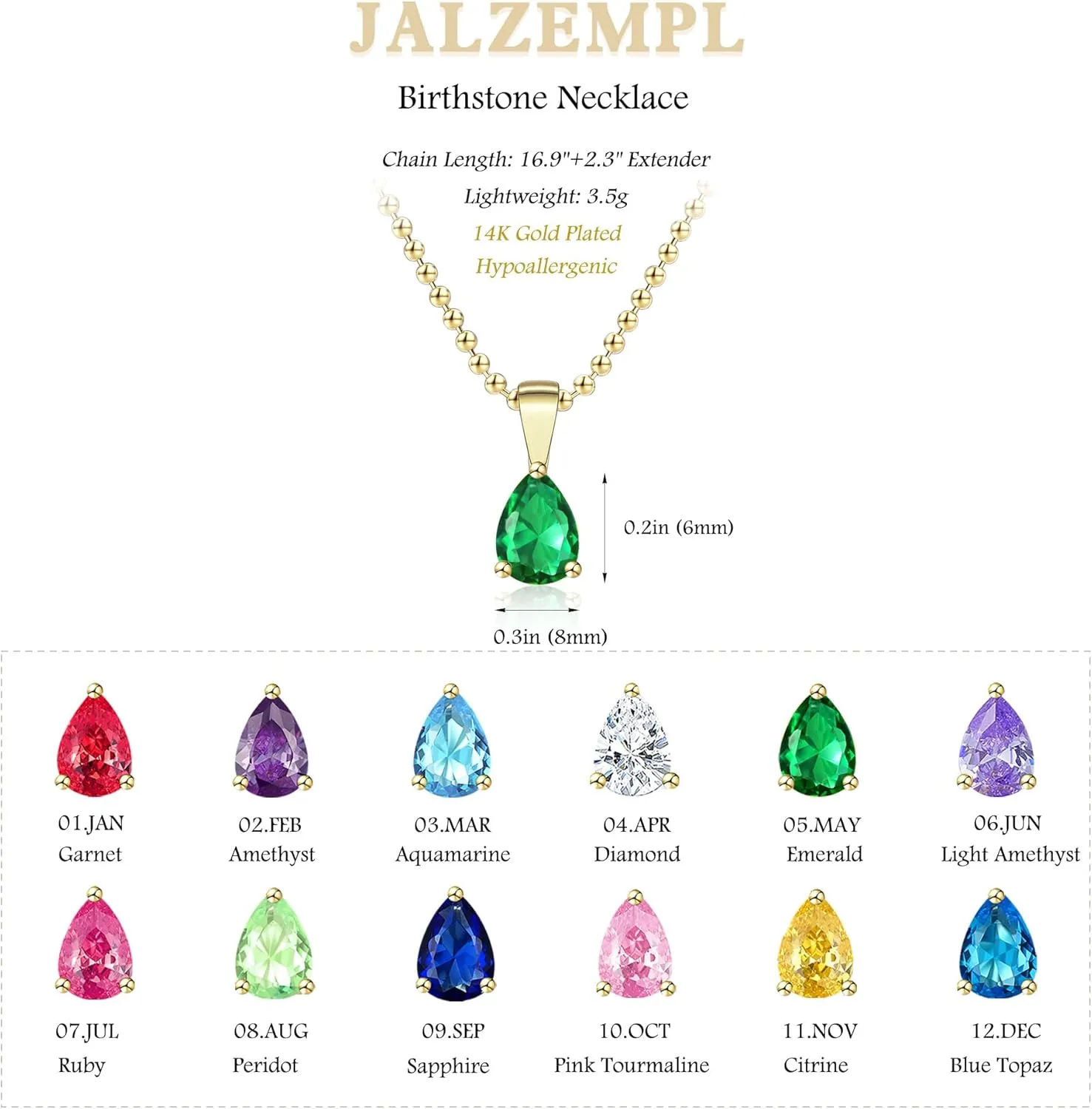 Dainty Birthstone Gold Necklace for Women Trendy 14K Gold Plated Diamond Pendant Charm Necklaces Cubic Zirconia Emerald Birthday Gifts for Women Jewelry