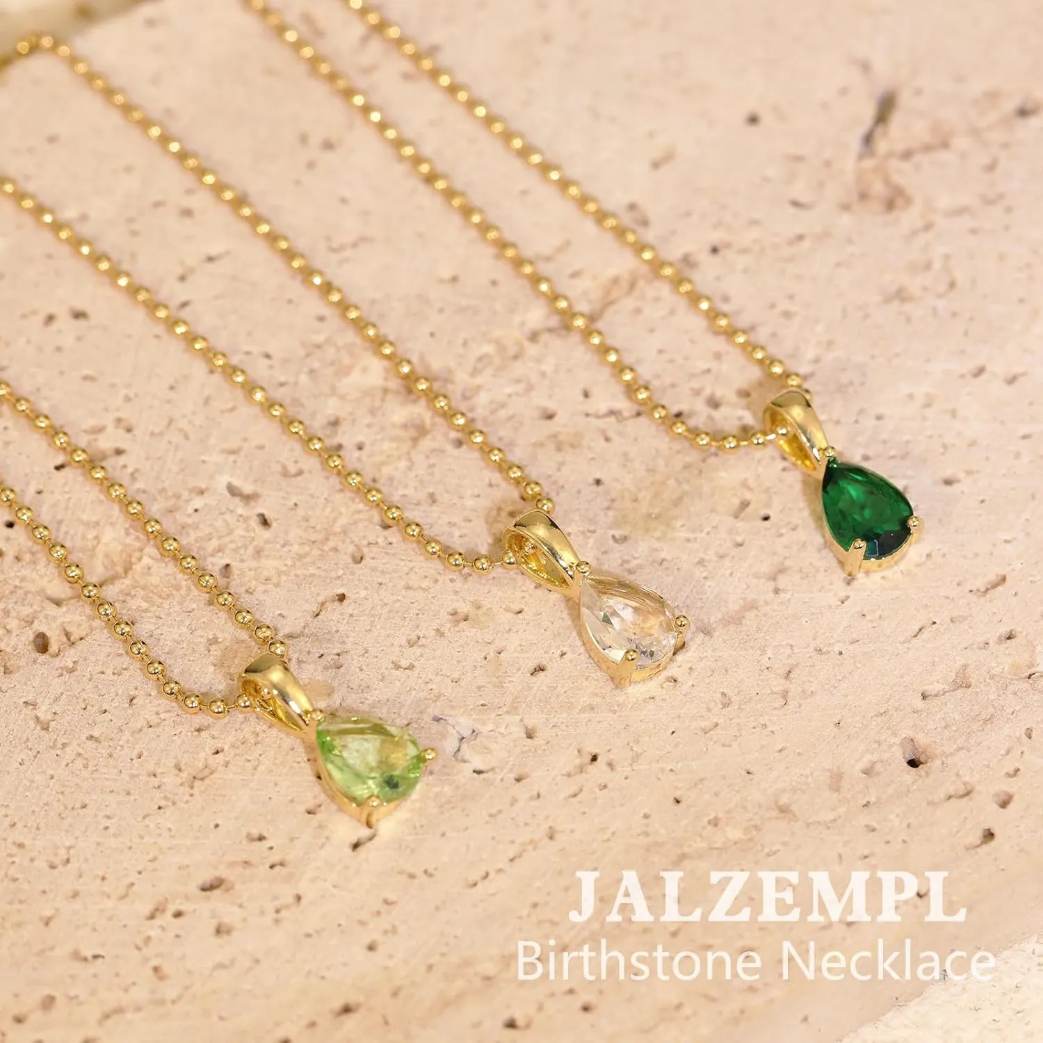 Dainty Birthstone Gold Necklace for Women Trendy 14K Gold Plated Diamond Pendant Charm Necklaces Cubic Zirconia Emerald Birthday Gifts for Women Jewelry