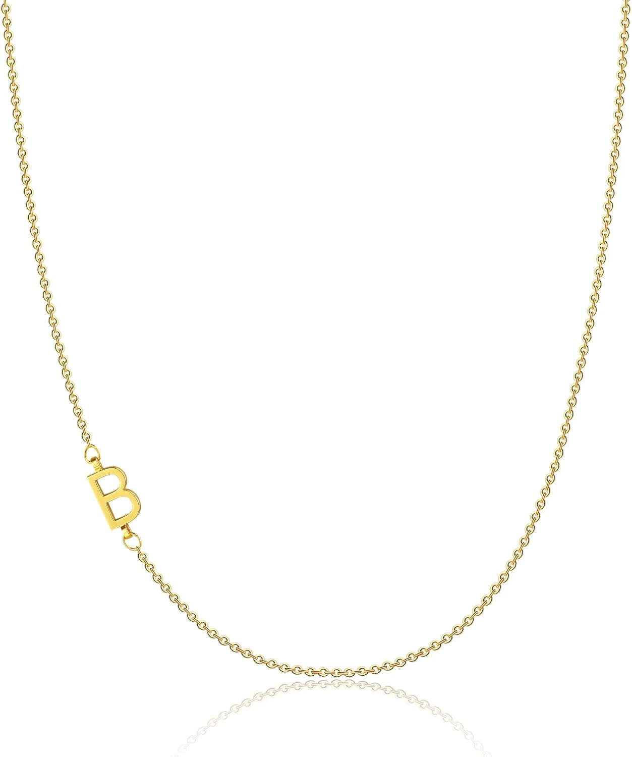 Dainty Initial Necklaces for Women 14K Gold Plated Sideways Initial Necklace Personalized Letter Necklace Everyday Jewelry Gift
