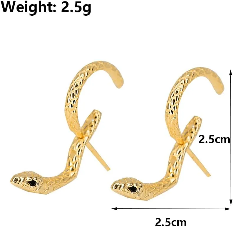 Dainty Snake Stud Earrings,Charming Minimalist Plated Gold Animals Earrings,Aesthetic Daily Accessories Jewelry Gift for Women