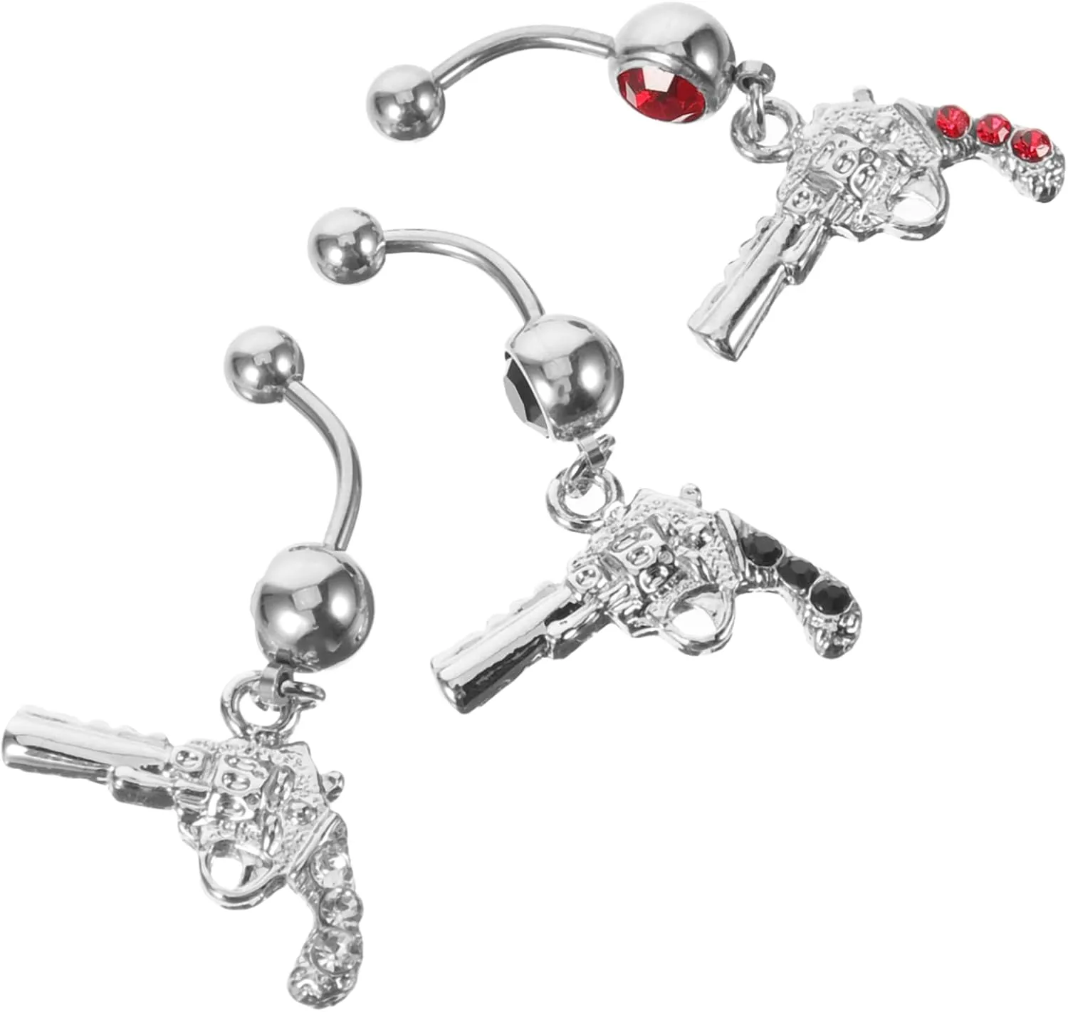 Didiseaon Metal Belly Ring for Women Rhinestones Navel Ring Piercing Jewelry Set