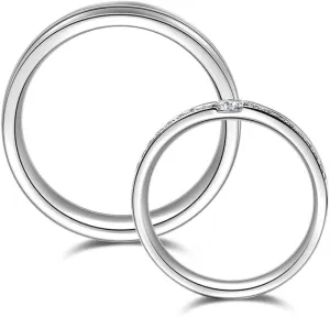 DIYA Personalized Engraved Moissanite Couples Rings Wedding Band Sets For Him And Her Sterling Silver Engagement Ring Wedding Anniversary Valentine's Day 10K 14K 18K