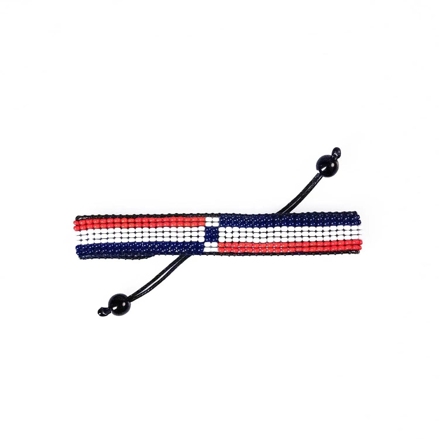 Dominican Republic Flag Bracelet: Handmade Bracelet,Adjustable Beaded Boho-Style Rope Bangle with Patriotic Design