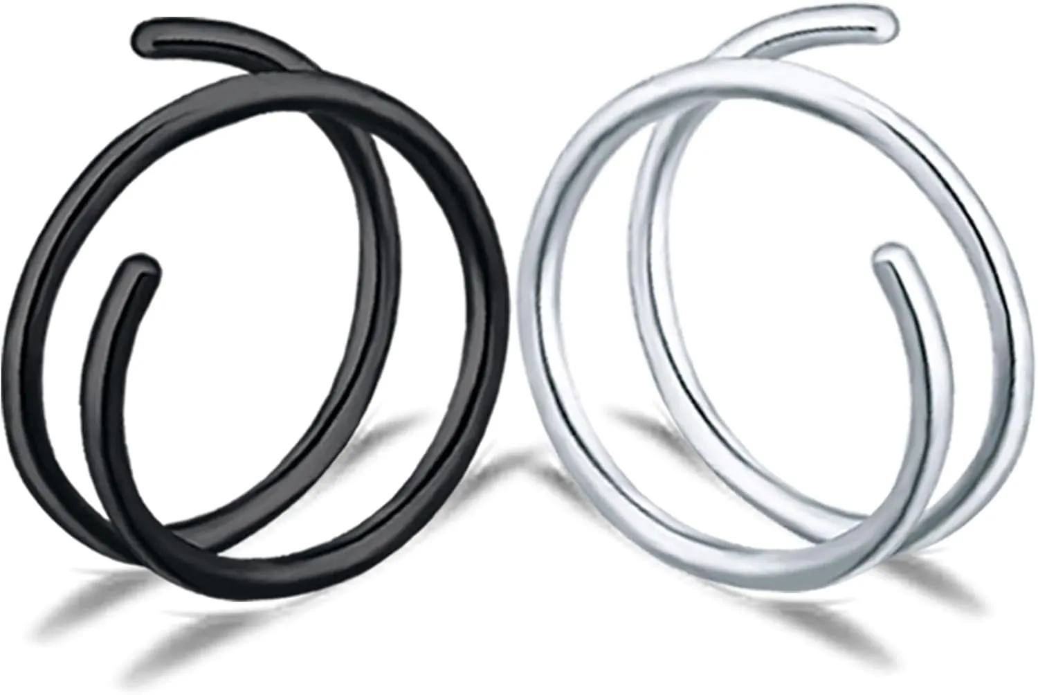 Double Nose Ring for Single Piercing Stainless Steel Left and Right Double Hoop Nose Ring Spiral Nose Hoops for Women Men