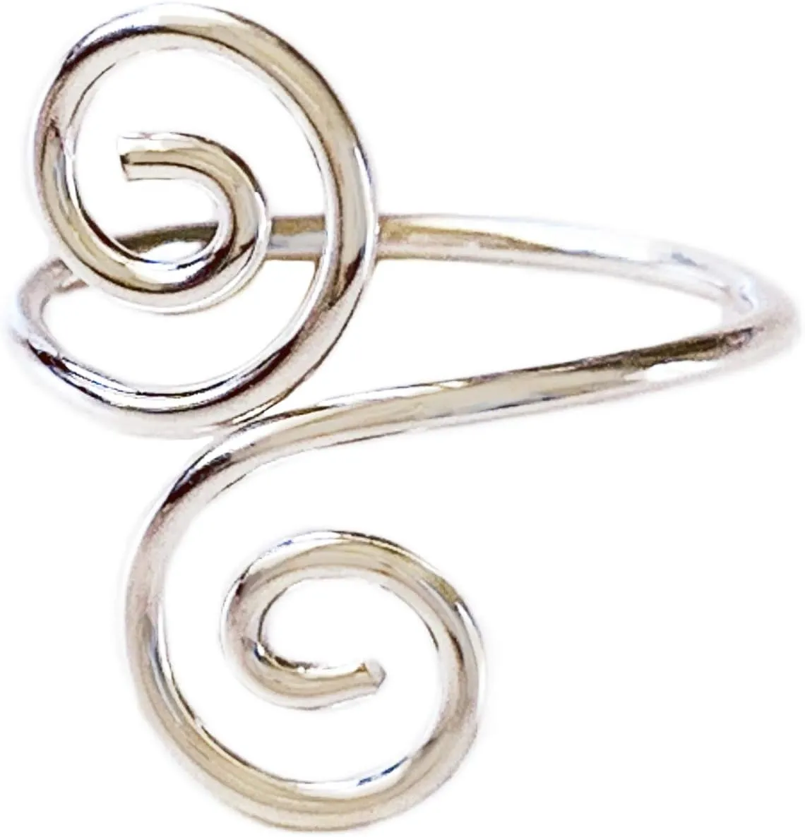 Double Swirl .925 Sterling Silver Adjustable Ring | For Toe, Knuckle, or Midi Ring | Easy Fit Spiral Design