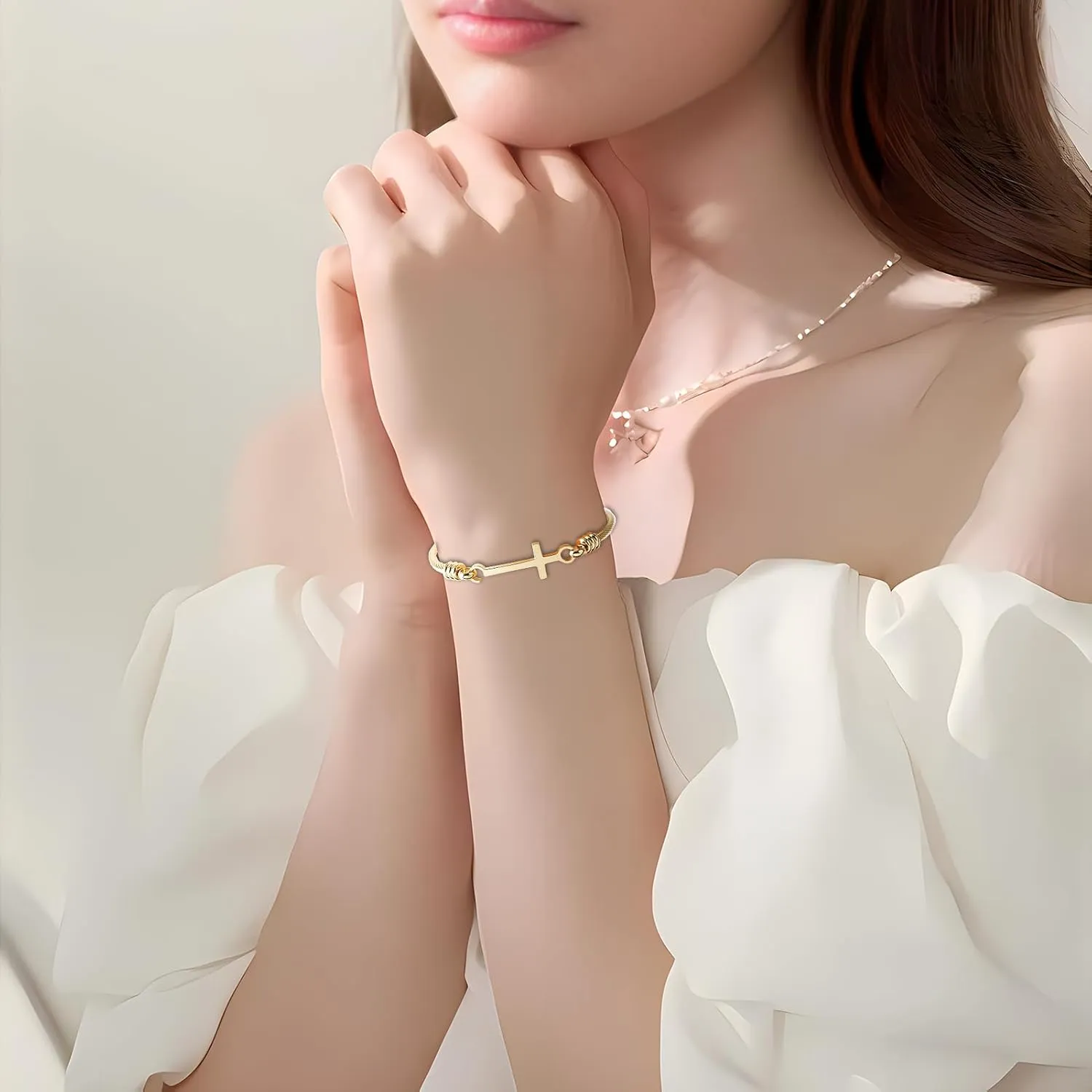 DS Religious Gift for Her Christian Cross Bracelet Bible Verse God is Within Her She Will Not Fall Inspirational Bracelets For Women Stainless Steel Jewelry Gift To Daughter Best Friend