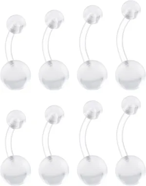 Dyknasz Plastic Belly Button Rings for Pregnancy Clear Belly Button Ring Long Navel Piercing Jewelry for Women Bar Length 10/12/14/16mm