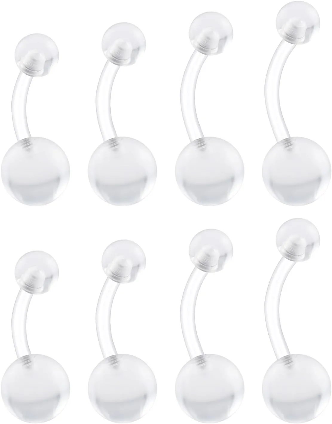 Dyknasz Plastic Belly Button Rings for Pregnancy Clear Belly Button Ring Long Navel Piercing Jewelry for Women Bar Length 10/12/14/16mm